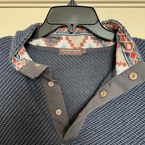 Blue Knitted Sweater Quarter button-down - Picture 3 of 6